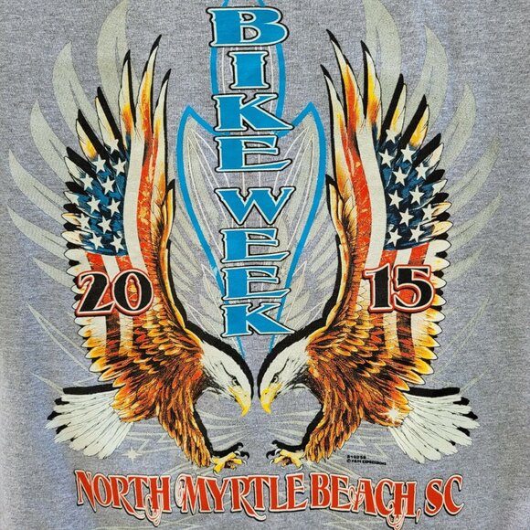 2015 Bike Week T Shirt North Myrtle Beach SC Gray Size Large - Picture 1 of 7
